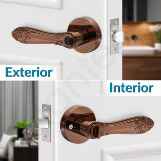 Plantex Heavy-Duty Door Lock - Bathroom Door Lock/Mortise Keyless Handle Set for Home/Bathroom/Balcony/Store Room - (DTM-628, PVD Rose Gold)