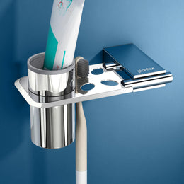 Plantex 304 Grade Stainless Steel Tumbler Holder for Bathroom/Toothbrush Holder Wall Mount/Bathroom Toothbrush Holder/Bathroom Accessories - Pack of 1 (Regent, Chrome)