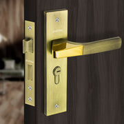 Plantex Heavy-Duty Door Lock Set - Main Door Lock Handle Set/ 6-Lever Lock Mechanism with 3 Years of Warranty/Mortise Lock with 3 Keys, Brass Lockbody & Cylinder(8114 - Brass Antique & PVD Gold)
