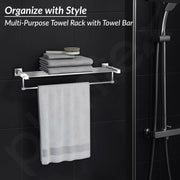 Plantex 304 Grade Stainless Steel 24 inch Towel Rack/Towel Hanger for Bathroom/Towel Rod/Towel Bar/Bathroom Accessories - Splash (Chrome)