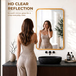 Plantex Aluminium Frame Mirror for Wall/Rectangle Wall Mount Mirror for Bedroom/Dressing Room/Living Room/Entryway - (18x24 Inch-Gold)