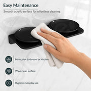 Plantex Dual Soap Holder for Bathroom/Acrylic Double Round Soap Dish/Stand/Bar/Soap Case/Bathroom Accessories - Pack of 1 (VIB-122, Black)