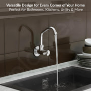Plantex Pure Brass Kitchen Sink Tap with 360Ã‚Â° Extended Swivel Spout/Basin Tap with Water Saving Aerator/Sink Tap for Kitchen Basin with Brass Wall Flange-7 Year Warranty (FLO-810- Chrome)