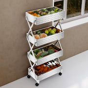 Plantex 4-Tier Multipurpose Storage Trolley with Wheels/Rotating Kitchen Vegetable Rack/Stainless Steel Space Saving Organizer Basket Stand/Heavy Duty Rolling Utility Cart–(Chrome)