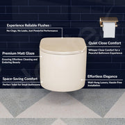 Plantex Imported Ceramic Toilet/Wall Mounted Commode/Rimless Washdown Western Toilet with Soft Close Toilet Seat Cover - P Trap (3043- Matt Khaki)