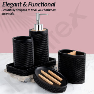 Plantex Polyresin Bathroom Accessories Set Soap Dispenser/Toothbrush Holder/Bathroom Tray/Tumbler Holder/Soap Dish - 5 Piece(921)