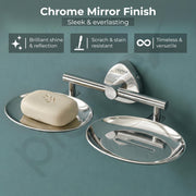 Plantex J4 Stainless Steel Double Soap Dish for Bathroom/Soap Holder for Bathroom/Wall Mounted Soap Holder/Bathroom Accessories (Chrome Finish) Angel