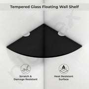 Plantex Glass Corner Shelf For Bathroom/Living Room/Kitchen Corner Shelf, Wall Mount/Glass Shelf for Bathroom Wall (9x9 Inches, Black, Pack of 3)