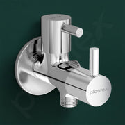 Plantex Brass Spindle 2 Way Angle Valve with Wall Flange and Teflon Tape/Angle Cocke for Bathroom/Water Tap-(Mks-1276-Chrome)
