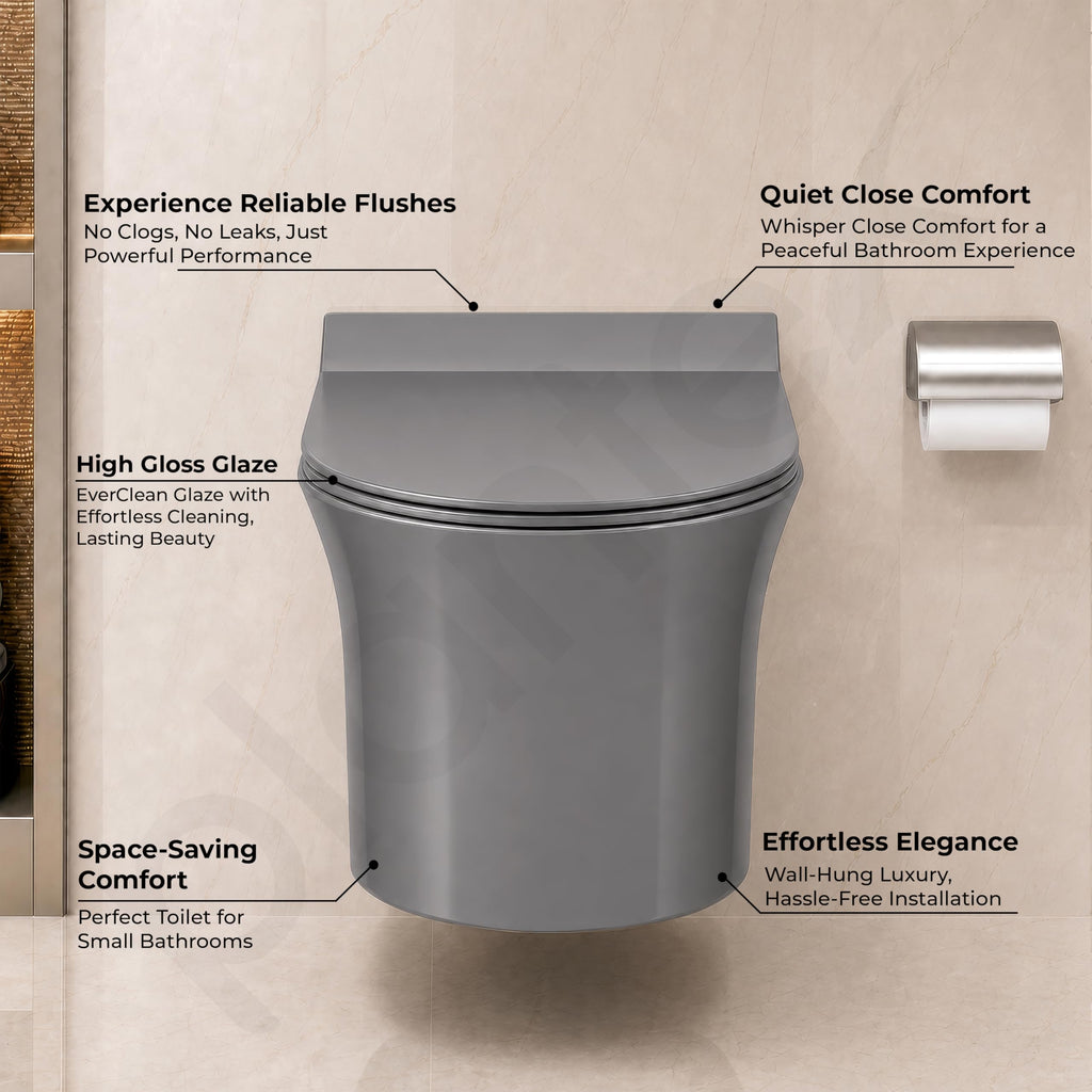 Plantex Platinum Ceramic Rimless Wall Hung Western Commode/Rimless ...