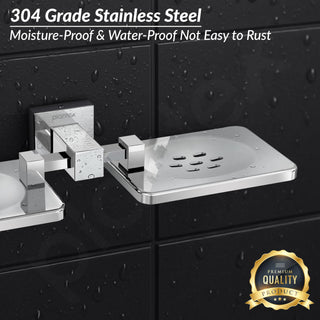 Plantex 304 Grade Stainless Steel Double Soap Holder/Soap Stand/Wall Mounted Items for Bathroom Accessories - Splash (Chrome)