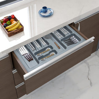 Plantex Cutlery Tray for Kitchen Drawer/Cutlery Cosmetic Stationary Organizer/Cabinet Cutlery Tray Organizer for Modular Kitchen - (Grey-32.5 X 18.5 INCH)