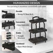 Plantex GI-Steel 3 Tier Shelf/Multipurpose Rack/Storage Rack for Kitchen/Fruit & Vegetable Basket for Kitchen - Pack of 1, (Black)