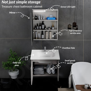 Plantex Vanity for Bathroom/Rectangle Cabinet with Wash Basin and Mirror/Bathroom Organizer for Home - (NZBC-24)