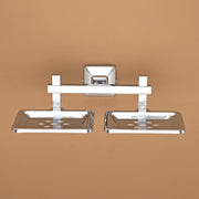 Plantex 304 Grade Stainless Steel Bathroom Accessories Set of 3 - Towel Stand/Napking Hanger/Dual Soap Holder for Bathroom - Squaro (Chrome)