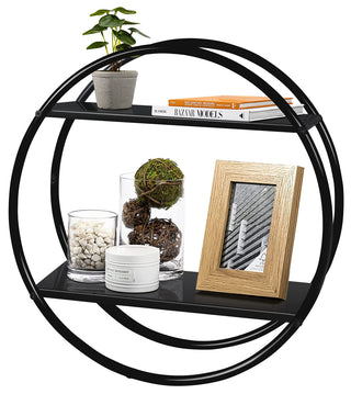 Plantex Gi Metal Multipurpose Shelf for Living Room/Bathroom Rack for Wall/Bathroom Accessories - Wall Mount (Round, Black)