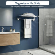 Plantex 304 Grade Stainless Steel Towel Rack for Bathroom/Towel Rod/Towel Hanger/Bathroom Accessories - Squaro (18-Inch) Chrome