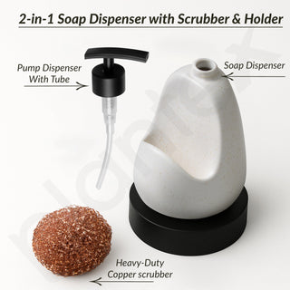 Plantex Ceramic Soap Dispenser with Scruber/Liquid Soap Dispenser/Sink Dish Washing Soap Dispenser Set/Soap Dispenser for Wash Basin Ceramic - Bathroom Accessories