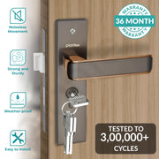 Plantex Heavy-Duty Door Lock Set - Main Door Lock Handle Set/ 6-Lever Lock Mechanism with 3 Years of Warranty/Mortise Lock with 3 Keys, Brass Lockbody & Cylinder (8112 - Satin Black & PVD Choco)