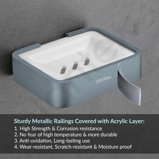 Plantex Aluminium and Acrylic Soap Case/Soap Holder for Bathroom/Soap Stand/Bathroom Accessories - (Grey and Milky White)