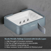Plantex Aluminium and Acrylic Soap Case/Soap Holder for Bathroom/Soap Stand/Bathroom Accessories - (Grey and Milky White)