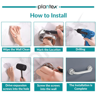 Plantex 11 Inch Toilet Support for Elderly People/Wall-Mounted Safety Handle - Stainless Steel (Chrome)