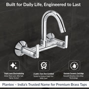 Plantex Pure Brass Sink Mixer Tap Hot and Cold with 360Ãƒâ€šÃ‚Â° Swivel Spout/Sink Tap for Kitchen Basin with Brass Wall Flange & Teflon Tape-7 Year Warranty (BAL-514)