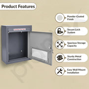 Plantex All-in-One Letter/Suggestion/Post/Donation Organizer for Office & Home Gate with Secure Lock - Pack of 10 (Grey), Wall Mounted
