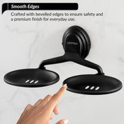 Plantex 304 Grade Stainless Steel Bathroom Double Soap Holder/Wall Mounted Soap Holder/Bathroom Accessories - Cubic (Black)