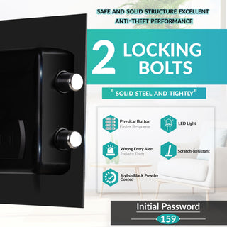 Plantex 38 Litres Safe Locker for Home/Safety Locker Box with Electronic Keypad & Emergency Keys/Master & User Code Access with LED Light/Emergency Key/2 Years Warranty By Plantex - (Black)