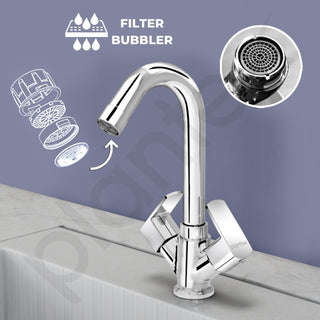 Plantex Brass Spindle Wash Basin Tap with Water Saving Aerator/Basin Mixer for Bathroom/Sink Tap for Kitchen Basin -(Saga-Chrome)