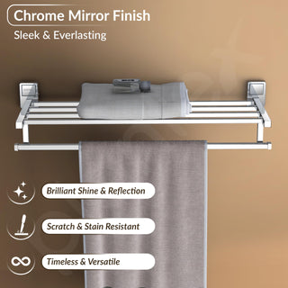 Plantex 304 Grade Stainless Steel 24 inch Towel Rack for Bathroom/Towel Stand/Hanger/Bathroom Accessories - Darcy (Chrome)