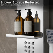 Plantex Shower Panel/6 in 1 Shower System/304 Grade Stainless Steel Handshower with Waterfall Outlet/Tub Spout/Body Massage Spray With Hot &cold Mixer- (1015, Chrome)