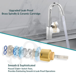 Plantex Pure Brass Sink Tap for Kitchen with 360° Swivel Spout/Kitchen Sink Tap with Water Saving Aerator-7 Year Warranty (PRI-312-Chrome)