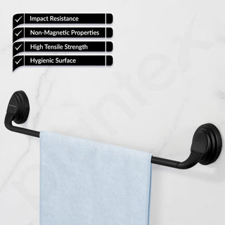 Plantex 304 Grade Stainless Steel 24 inch Towel Hanger/Single Towel Rod/Holder Stand Bathroom Accessories - Cubic (Black)