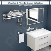 Plantex 304 Stainless Steel Dual Folding Towel Rack for Bathroom/Napkin Ring/Soap Stand/Towel Stand/Bathroom Accessories Set– Chrome
