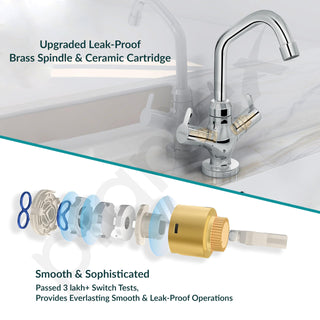 Plantex Pure Brass Basin Mixer Tap/Hot and Cold Water Tap with 360° Swivel Spout/Sink Tap for Kitchen Basin-7 Year Warranty