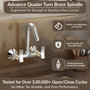 Plantex Mixer Tap for Kitchen Sink with 360Â° Swivel Spout/Sink Mixer Tap Hot and Cold with Teflon Tape & Wall Flange/Bathroom Accessories - (Star, Chrome)