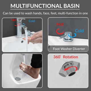 Plantex Wudu Basin/Ceramic Ablution with Leg Wash/Premium One Piece Basin/Free Standing Pedestal Basin for Bathroom (34x24x18 inch - White)