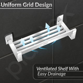 Plantex Bathroom Shelf for Wall/304 Grade Stainless Steel Multi-Purpose Shelf/Spice Rack for Kitchen/Wall Mount Storage Rack/Bathroom Accessories - Pack of 1 (1911, Chrome)