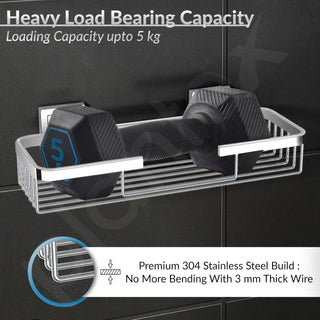 Plantex Bathroom Shelf for Wall/304 Grade Stainless Steel Multi-Purpose Shelf/Spice Rack for Kitchen/Wall Mount Storage Rack/Bathroom Accessories-Pack of 1 (2111, Chrome)