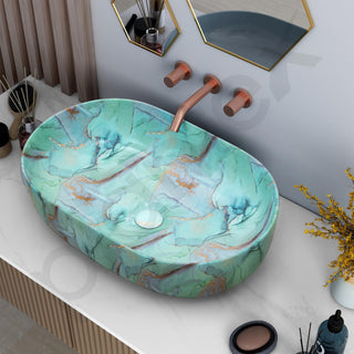 Plantex Tabletop Wash Basin for Bathroom/Designer Hand Wash Sink/Oval Countertop Bathroom Sink/Home/Office (21.5 x 13.5 x 6 Inch)