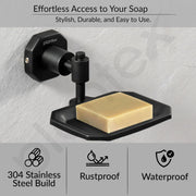 Plantex 304 Grade Stainless Steel Soap Holder for Bathroom/Soap Dish/Soap Stand for Kitchen Sink/Soap Case/Bathroom Accessories- Nipron (Black)