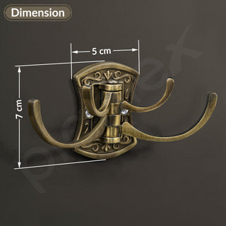 Plantex Zinc Robe Hook for Bathroom/Clothes Hanger for Wall/Kitchen Cloth Hanger/Bathroom Accessories - (Brass Antique)