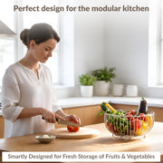 Plantex Stainless Steel Vegetable Basket for Kitchen/Fruit Bowl for Table Top/Wired Vegetable Bowl for Dining Table (Chrome Finish)