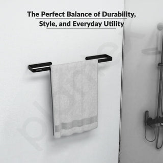 Plantex Space Aluminium Single Towel Rod/Towel Bar/Towel Holder/Towel Hanger for Bathroom/Bathroom Accessories (Black) – Pack of 1