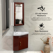 Plantex Vanity Set for Bathroom/Wall Mount Vanity Cabinet with Washbasin and Mirror/Corner Washbasin with Unbrackable Cabinet Full Set/Bathroom Accessories - (461, Brown)