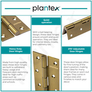 Plantex Door Hinges 6 Inch x 12 Gauge/2.5 mm Thickness/Hinges for Main Door/Butt Hinges for Home/Office/Hotel/Kabja/Soft Close Hinge - Pack of 1 (Brass Antique)