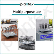 Plantex Stainless Steel Glass Holder for Kitchen/Mug Holder with Detachable Drain Tray/Glass Stand for Kitchen/Dining Table/Stand for 9 Glass(Chrome)
