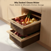 Plantex Wicker Basket for Storage/Wicker Basket for Modular Kitchen/Pull Out Wicker Storage Basket- Pack of 1 (20 x 16.5 x 8 inch)